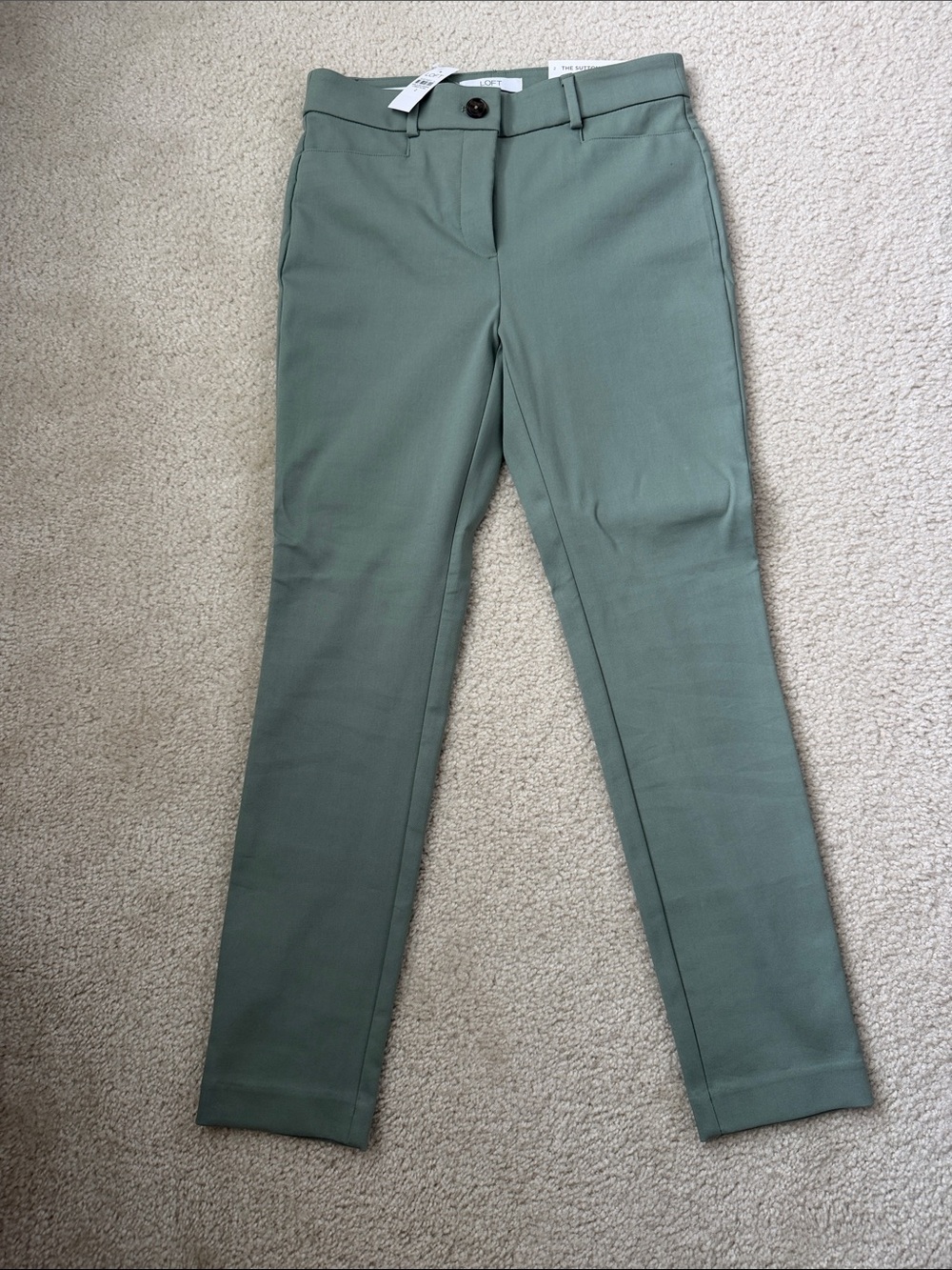 LOFT Sage Green Slim Straight Women's Trousers